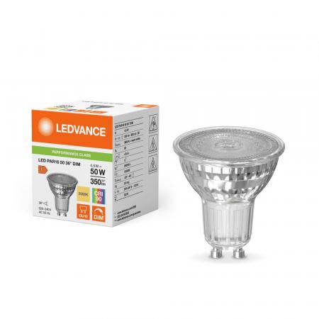 Ledvance GU10 PAR16 Reflektor 36° 4,5W wie 50W dimmbarer warmweißer Strahler 3000K 90Ra hohe Farbwiedergabe